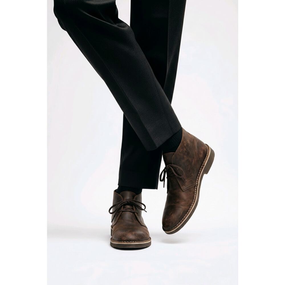 Men's CLARKS BUSHACRE Brown Nubuck Leather Desert Chukka Boots Size 13 M